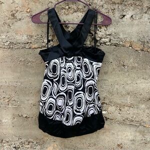 Vintage tags on Auden B silk geometric halter top part club top